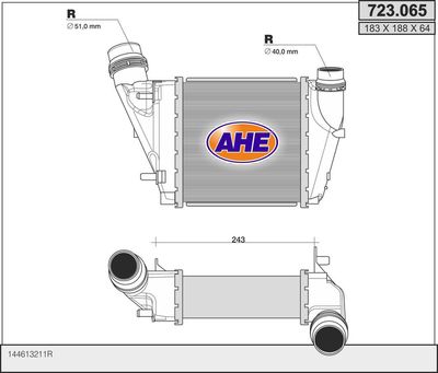 Интеркулер AHE 723.065 для RENAULT TWINGO