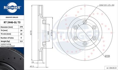 спирачен диск ROTINGER RT 2446-GL T3