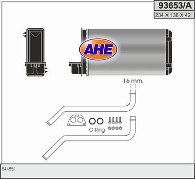 Теплообменник, отопление салона AHE 93653/A для PEUGEOT 309