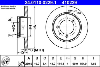 Тормозной диск ATE 24.0110-0229.1 для MITSUBISHI CARISMA