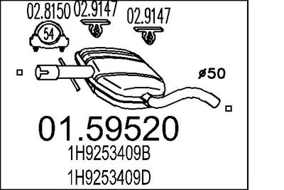 MTS 01.59520 Глушитель выхлопных газов  для VW GOLF III Variant (1H5) 2.0