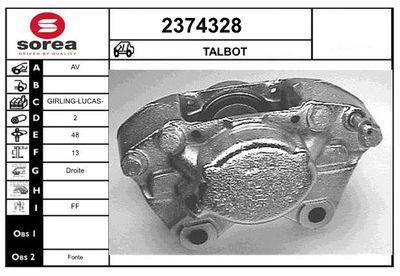 Тормозной суппорт EAI 2374328 для TALBOT 160
