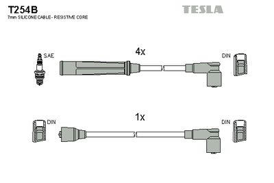 Комплект проводов зажигания TESLA T254B для MITSUBISHI SAPPORO