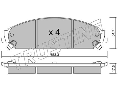 Комплект тормозных колодок, дисковый тормоз TRUSTING 733.0 для CHRYSLER 300C