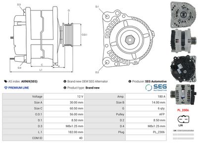 GENERATOR / ALTERNATOR AS-PL A0969SEG 4