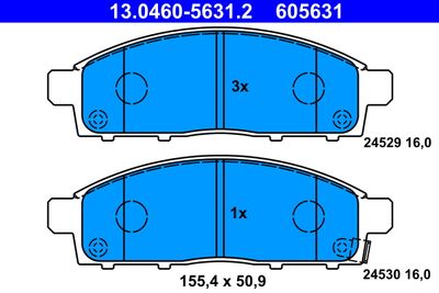 Комплект тормозных колодок, дисковый тормоз ATE 13.0460-5631.2 для FIAT FULLBACK