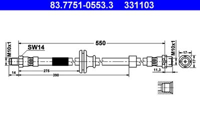 ATE 83.7751-0553.3 Тормозной шланг  для BMW X3 (Бмв X3)