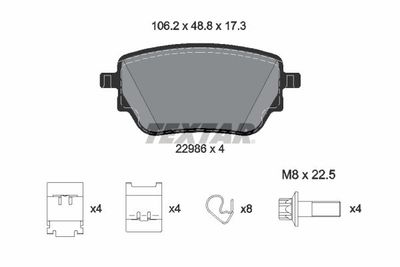 Комплект тормозных колодок, дисковый тормоз TEXTAR 2298601 для MERCEDES-BENZ GLB
