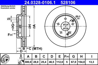 Тормозной диск ATE 24.0328-0106.1 для MERCEDES-BENZ SLK