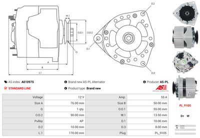 GENERATOR / ALTERNATOR AS-PL A01097S 5
