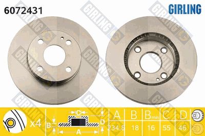 GIRLING 6072431 Тормозные диски  для MAZDA 323 F V (BA) 1.5 16V
