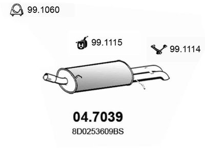 ASSO 04.7039 Глушитель выхлопных газов  для AUDI A4 (Ауди А4)