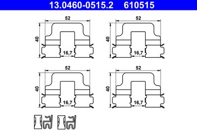 Комплектующие, колодки дискового тормоза ATE 13.0460-0515.2 для FIAT PUNTO