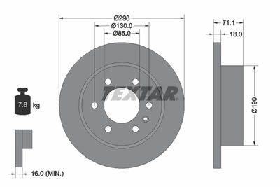 Тормозной диск TEXTAR 92301103 для MERCEDES-BENZ eSPRINTER