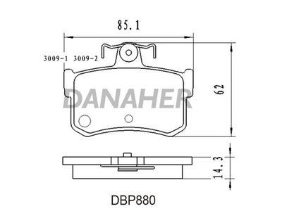 DANAHER DBP880 Тормозные колодки и сигнализаторы  для MG  (Мджи Мджи)