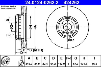 Тормозной диск ATE 24.0124-0262.2 для BMW X7