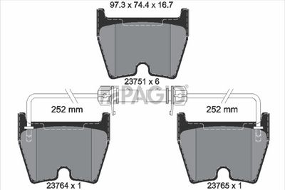 Sada brzdových destiček, kotoučová brzda PAGID T1222N