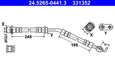 Тормозной шланг ATE 24.5265-0441.3 для SUBARU TREZIA