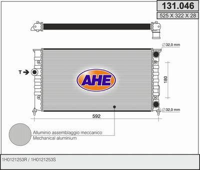 Радиатор, охлаждение двигателя AHE 131.046 для VW VENTO
