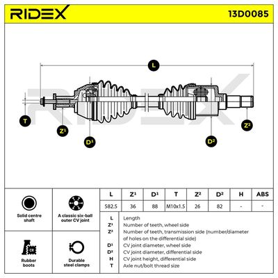 полуоска RIDEX 13D0085