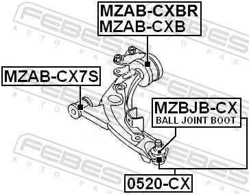 Mounting, control/trailing arm MZAB-CX7S