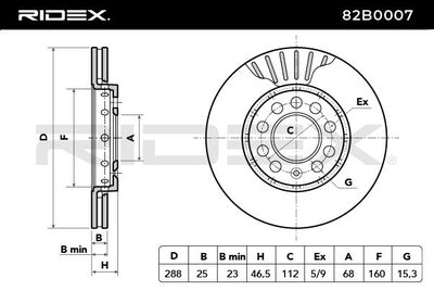 спирачен диск RIDEX 82B0007