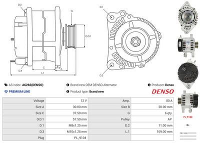 GENERATOR / ALTERNATOR AS-PL A6266DENSO 4