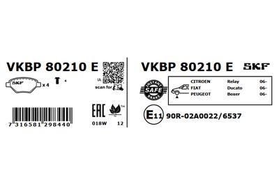 Brake Pad Set, disc brake VKBP 80210 E