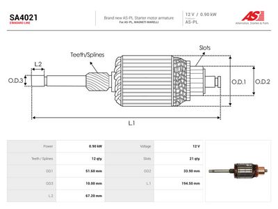 Rotor, štartér AS-PL SA4021