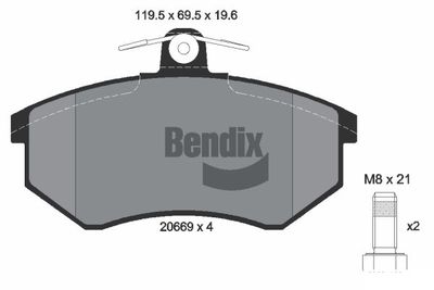 Комплект тормозных колодок, дисковый тормоз BENDIX Braking BPD1718 для CHERY M11