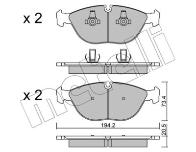 Комплект тормозных колодок, дисковый тормоз METELLI 22-0828-0 для ROLLS-ROYCE SILVER