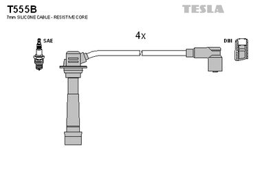 Комплект проводов зажигания TESLA T555B для MAZDA MX-5