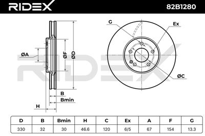 спирачен диск RIDEX 82B1280
