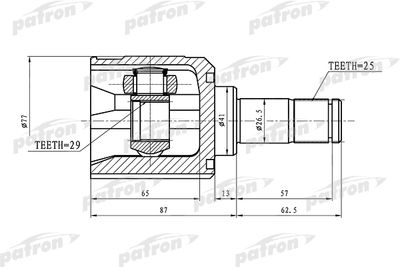 Шарнирный комплект, приводной вал PATRON PCV1392 для MITSUBISHI COLT