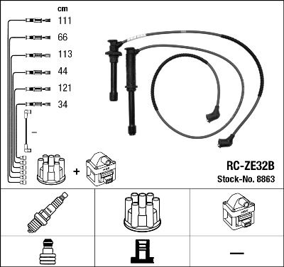 Комплект проводов зажигания NGK 8863 для MAZDA MX-6