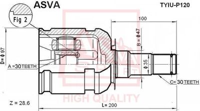 ASVA TYIU-P120 ШРУС  для TOYOTA FJ CRUISER (Тойота Фж круисер)