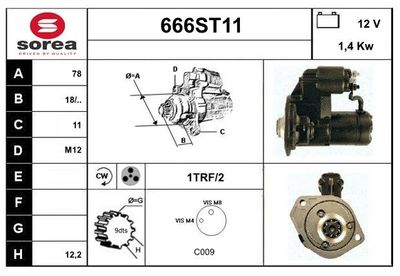 STARTCAR 666ST11 Стартер для OPEL CORSA B Фургон/хетчбэк (S93) 1.7 D (F08, W5L) STARTCAR 666ST11 Стартер для OPEL CORSA B Фургон/хетчбэк (S93) 1.7 D (F08, W5L)