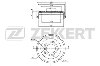 Тормозной барабан ZEKKERT BS-5550 для MERCEDES-BENZ T1/TN