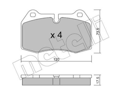 комплект спирачно феродо, дискови спирачки METELLI 22-0645-0