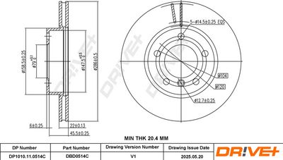 BREMSSCHEIBE DR!VE+ DBD0514C 2