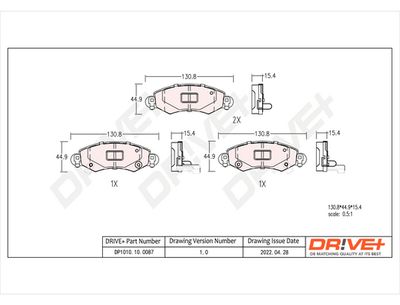Комплект тормозных колодок, дисковый тормоз Dr!ve+ DP1010.10.0087 для SUZUKI IGNIS