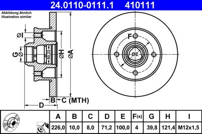 Тормозной диск ATE 24.0110-0111.1 для VW CORRADO