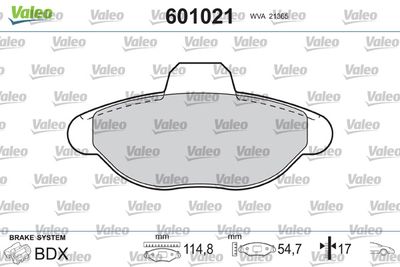 Комплект тормозных колодок, дисковый тормоз VALEO 601021 для FIAT CINQUECENTO