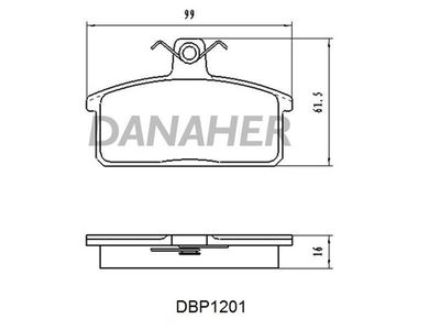 Комплект тормозных колодок, дисковый тормоз DANAHER DBP1201 для AUTOBIANCHI A