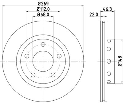 Тормозной диск HELLA 8DD 355 127-431 для AUDI A8