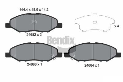 Комплект тормозных колодок, дисковый тормоз BENDIX Braking BPD2185 для NISSAN NOTE