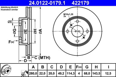 Тормозной диск ATE 24.0122-0179.1 для NISSAN ALMERA