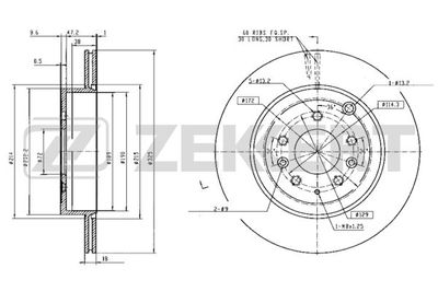 Тормозной диск ZEKKERT BS-5753 для MAZDA CX-9