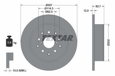 TEXTAR 92170803 Тормозные диски  для TOYOTA ARISTO (Тойота Аристо)