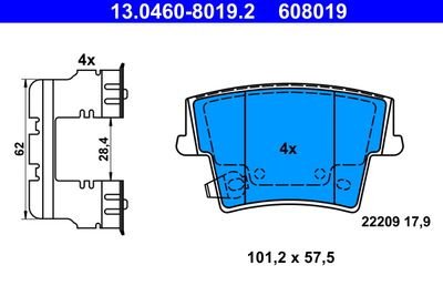 Комплект тормозных колодок, дисковый тормоз ATE 13.0460-8019.2 для LANCIA THEMA